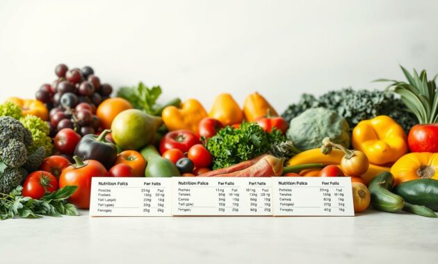 makanan segar dan label nutrisi